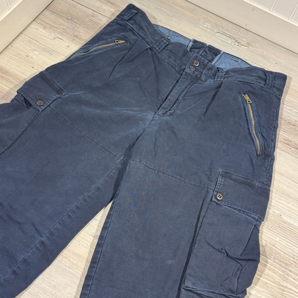 VTG Polo Ralph Lauren Pants 36 Navy Cargo Military Heavyweight Zipper Mens 35x29